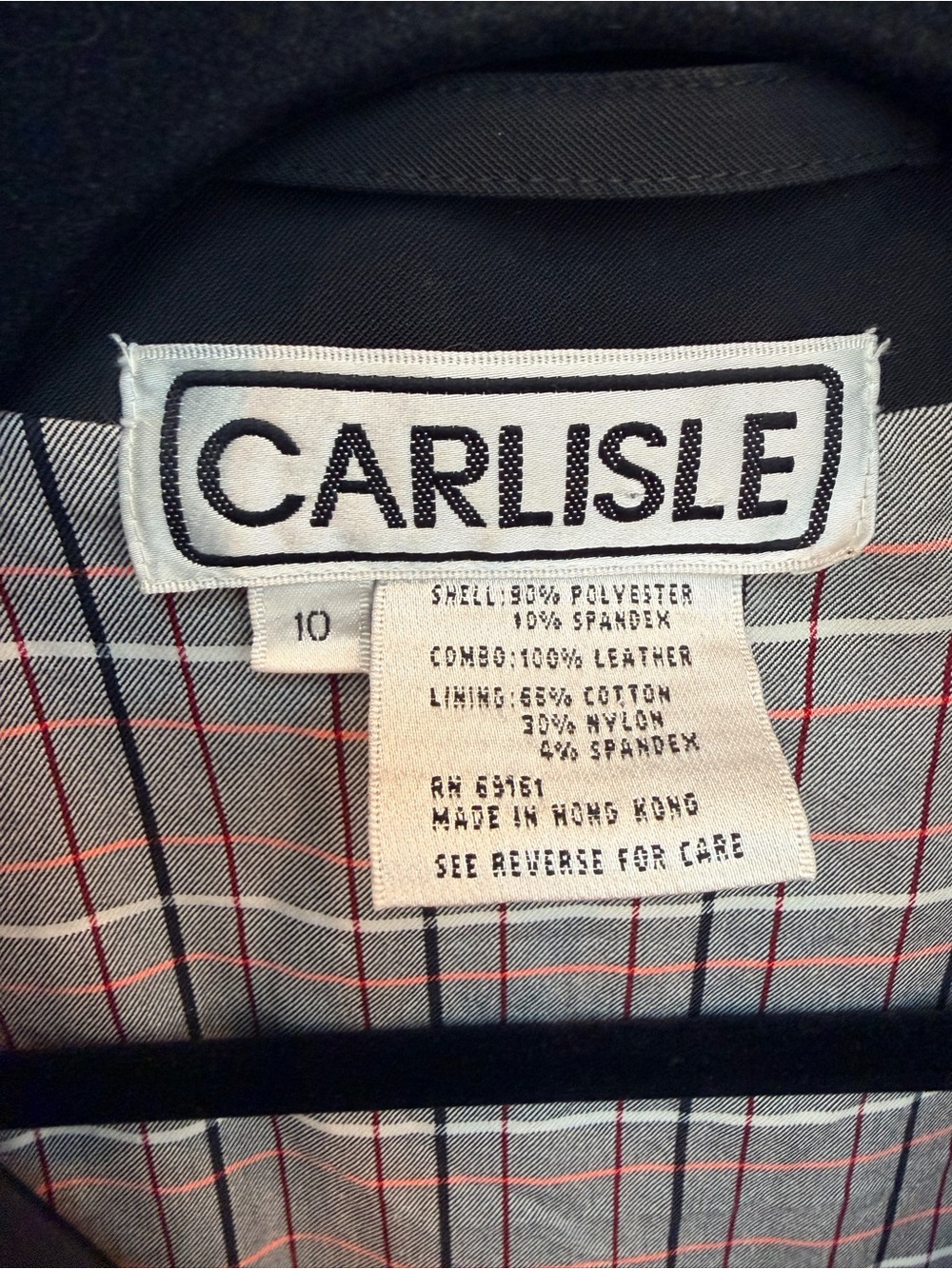 Vintage Carlisle Y2K Black Leather Accents Zip-Front Bomber Jacket Size 10 Med - Picture 9 of 11